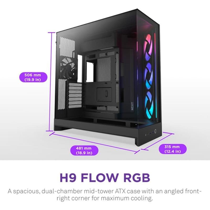 Gabinete Gamer NZXT H9 Flow RGB (2025) Dual-Chamber, Mid Tower